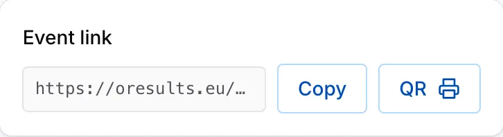 The event link and its Copy button in the Share section