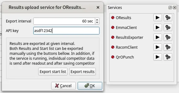 The OResults service in QuickEvent